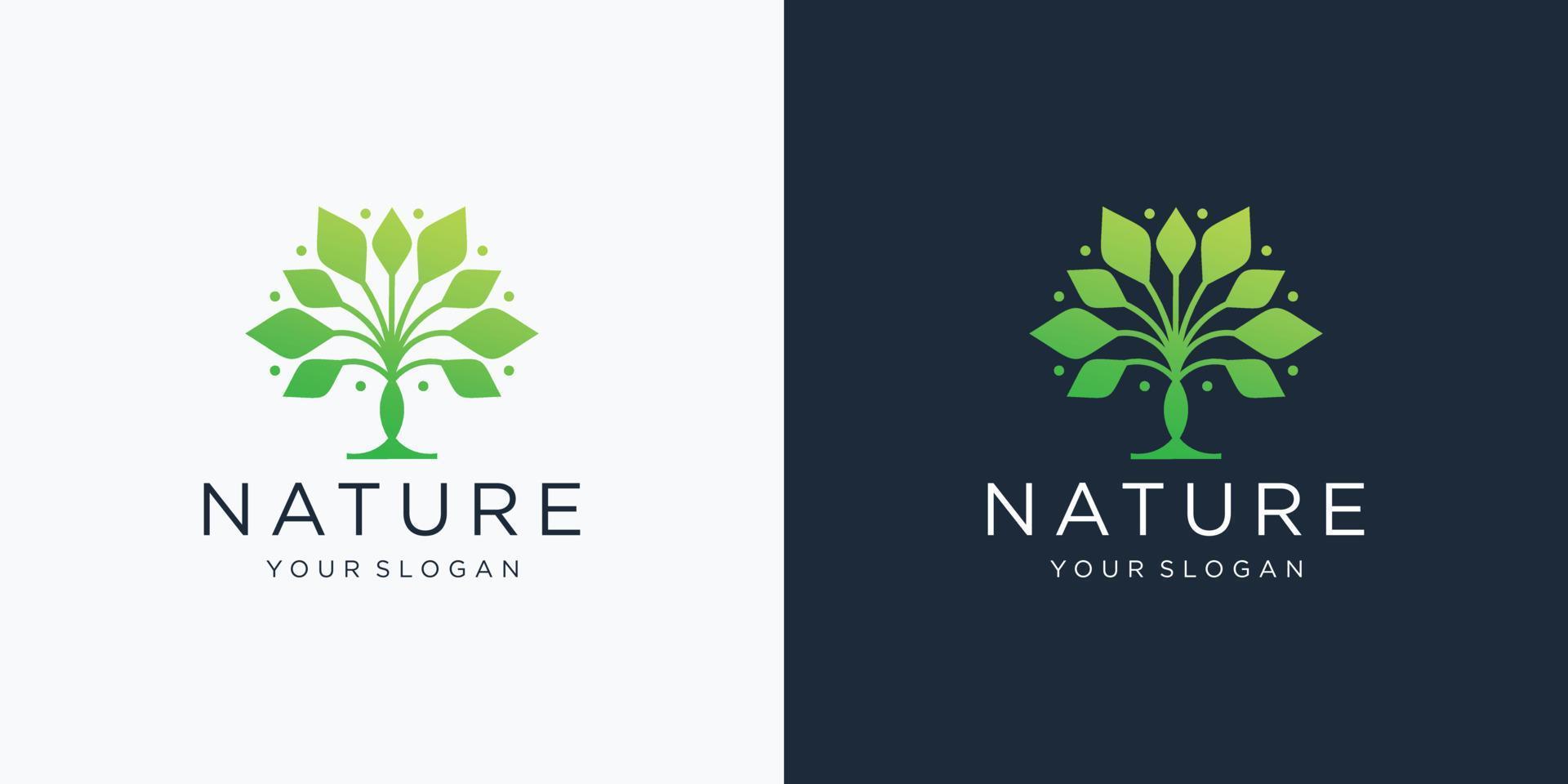 moderne Baum-Logo-Vektorvorlage. Natur-Baum-Logo-Farbverlauf-Konzept. Premium-Baumzeichen-Emblem vektor