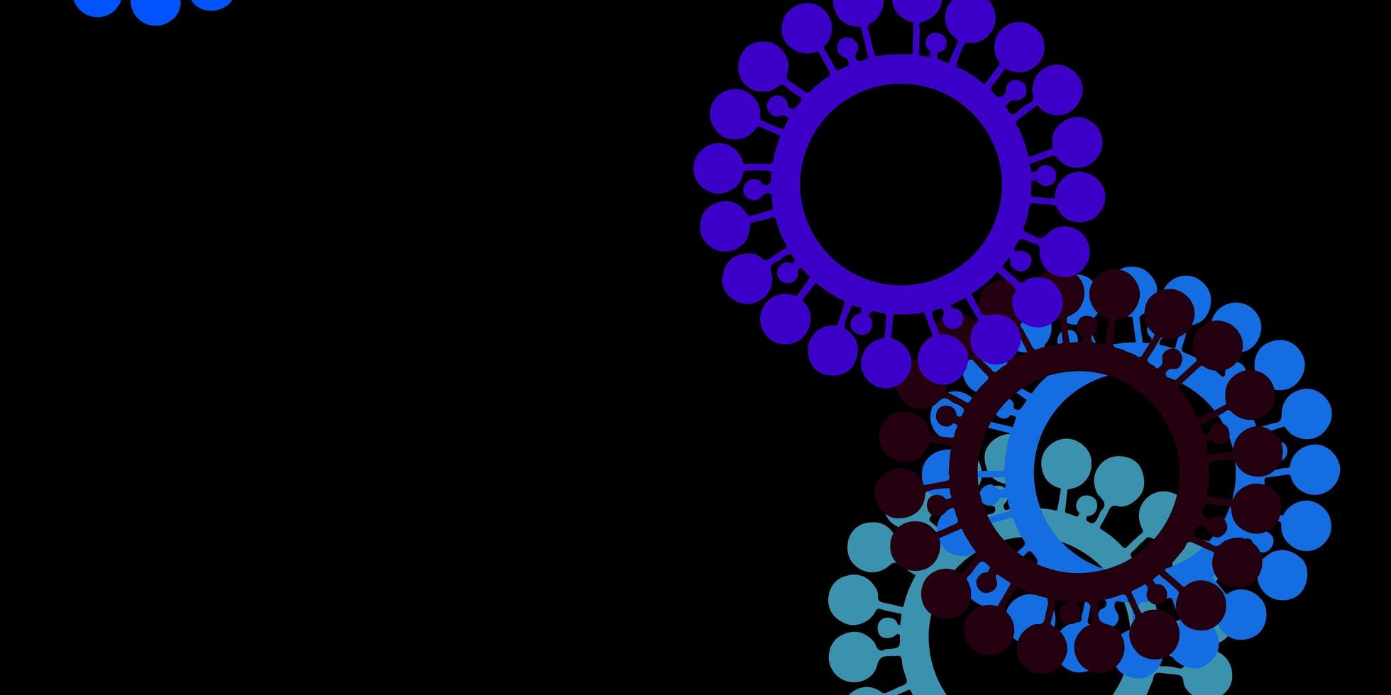 dunkelrosa, blauer Vektorhintergrund mit Virensymbolen. vektor