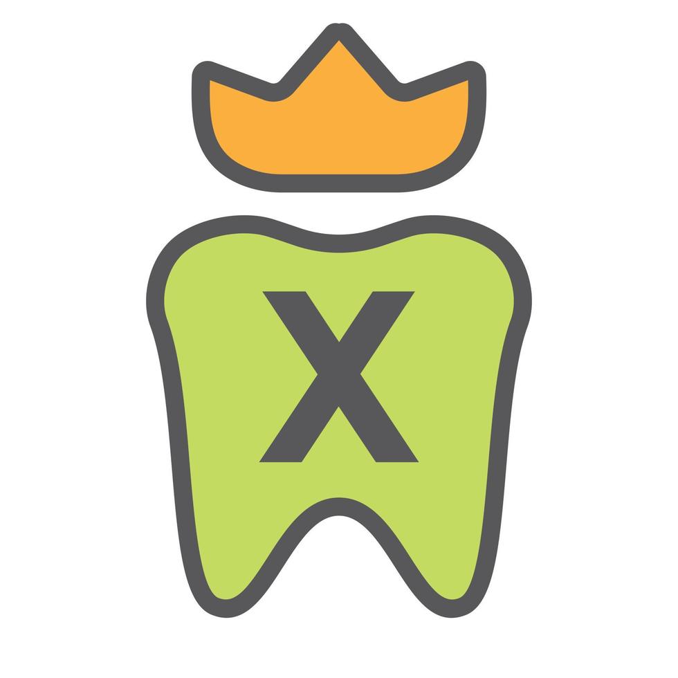 zahnlogodesign auf buchstabe x kronensymbol. Zahnpflege-Logo-Schild, Klinik-Zahnkönig-Logo-Design mit luxuriöser Vektorvorlage vektor