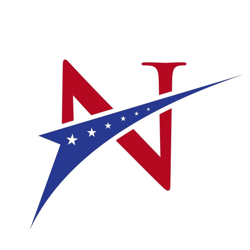 anfangsbuchstabe n amerikanisches logo für geschäfts-, unternehmens- und firmenidentität. US-amerikanisches Logo vektor