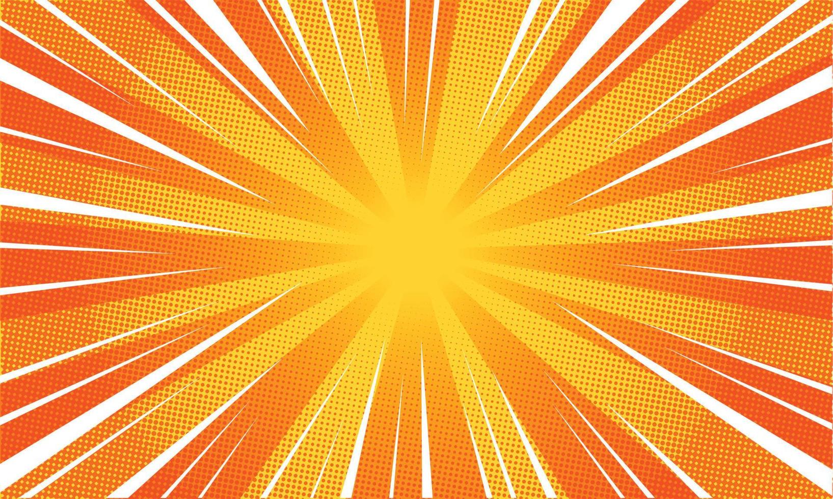 Sonnendurchbruch mit orangefarbener Farbe im Comic-Stil. Superhelden-Frame-Hintergrund und Banner vektor