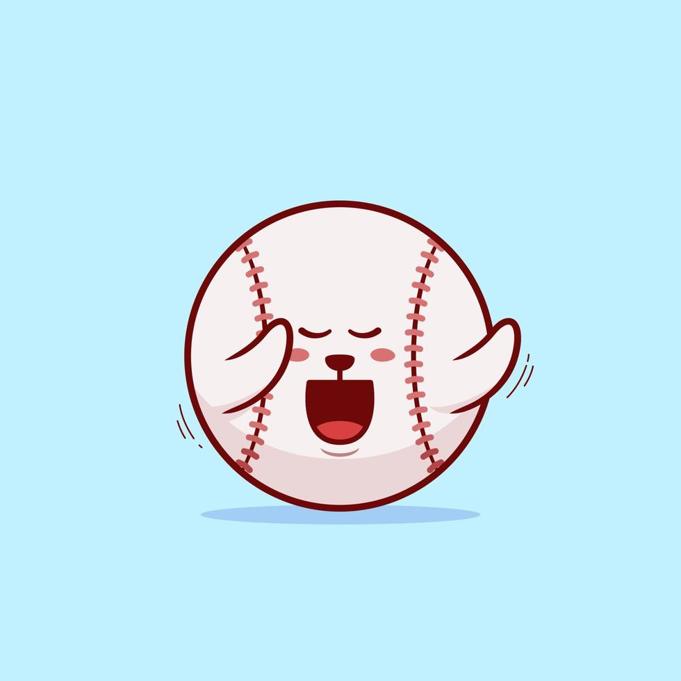 niedliches und kawaii tanzen der baseballball-zeichentrickfigurillustration vektor