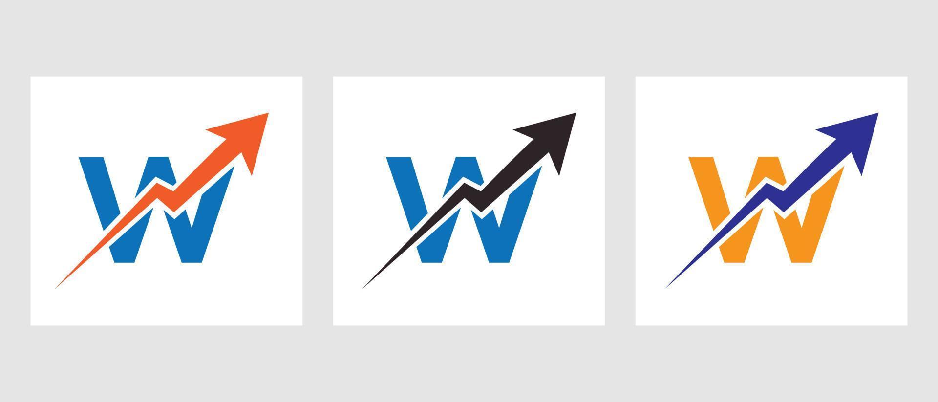 Finanzlogokonzept des Buchstaben w mit Wachstumspfeilsymbol vektor