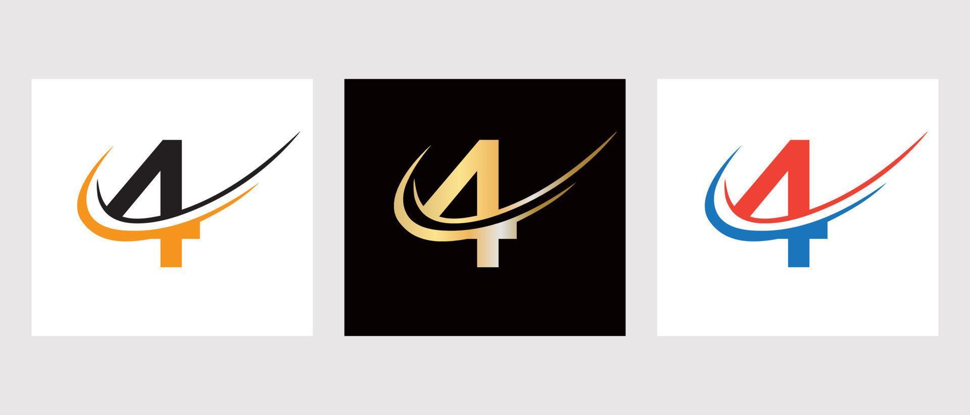 första brev 4 logotyp design mall. monogram logotyp symbol vektor
