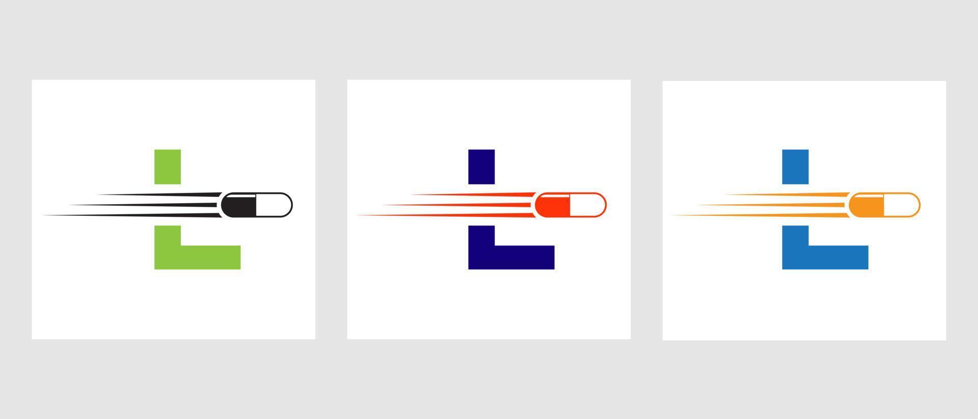 Buchstabe l Medizin-Logo. medizinisches Logokonzept mit Symbol für Medizinhaufen vektor