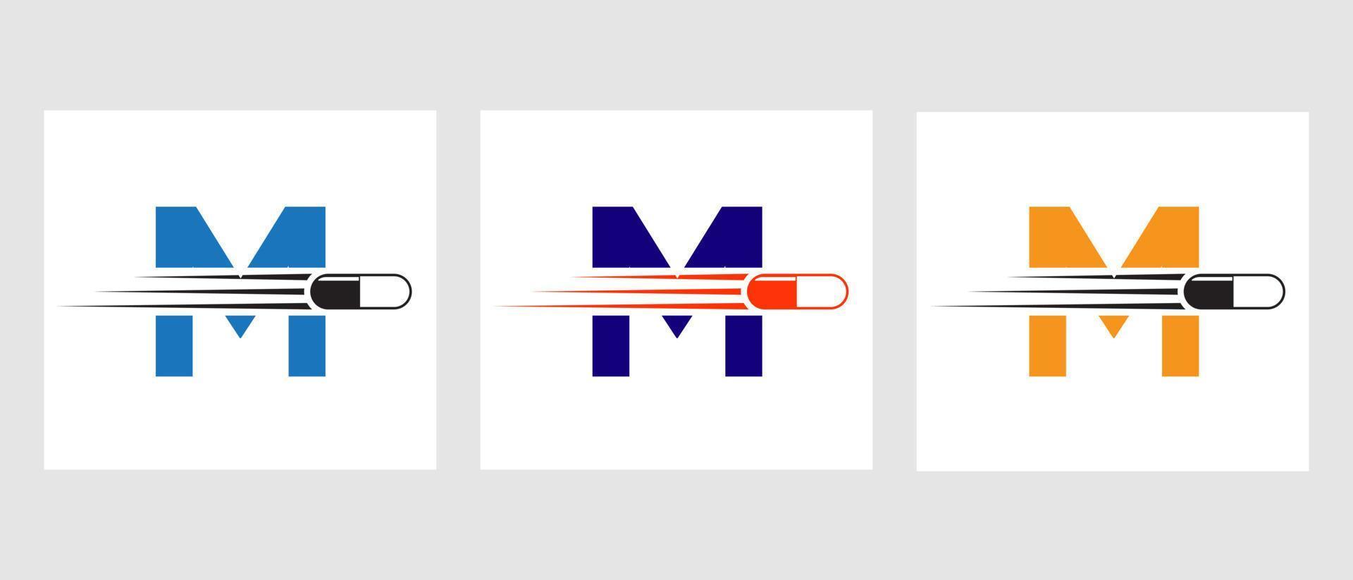 Buchstabe m Medizin-Logo. medizinisches Logokonzept mit Symbol für Medizinhaufen vektor