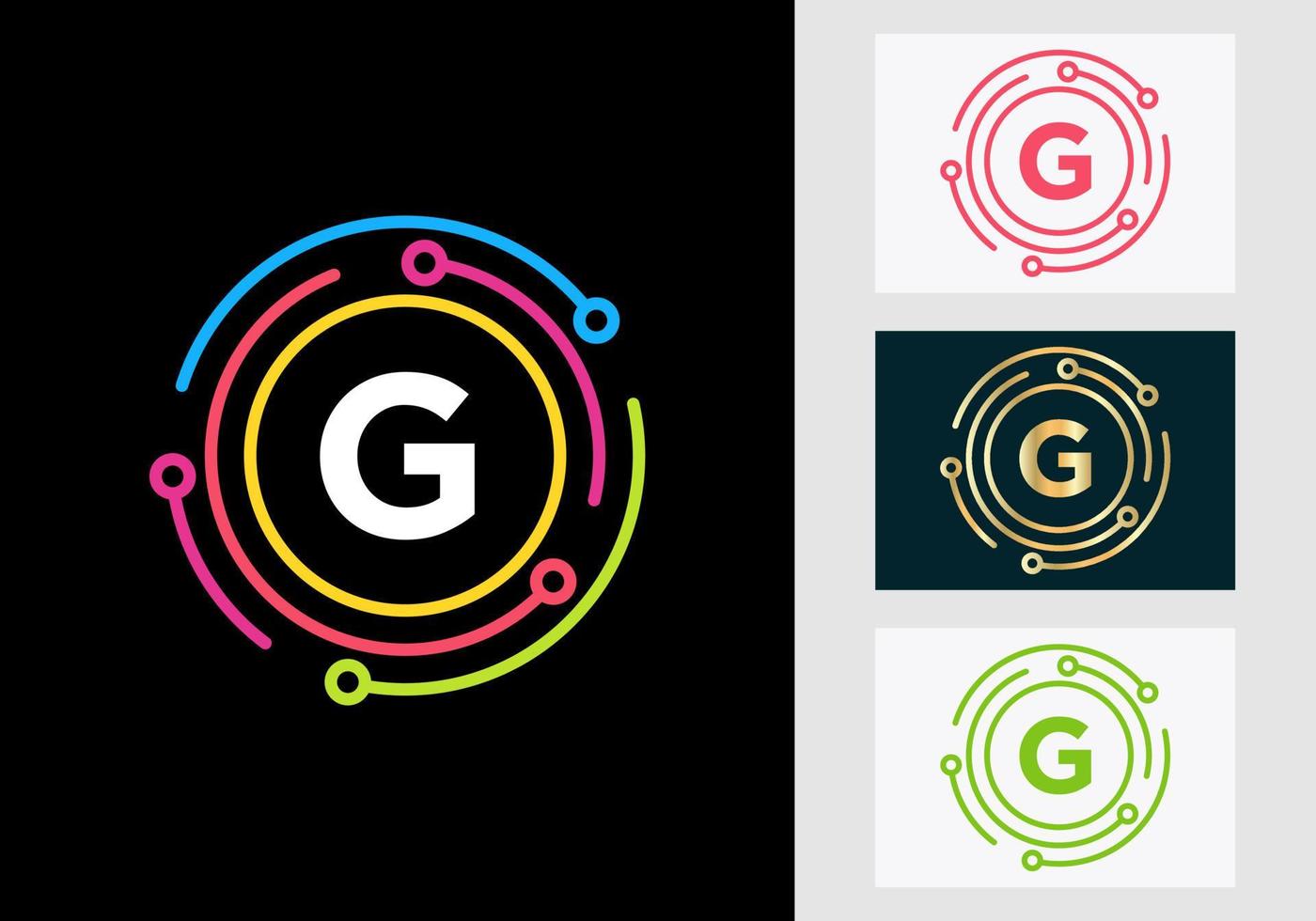 brev g teknologi logotyp design. nätverk logotyp symbol vektor