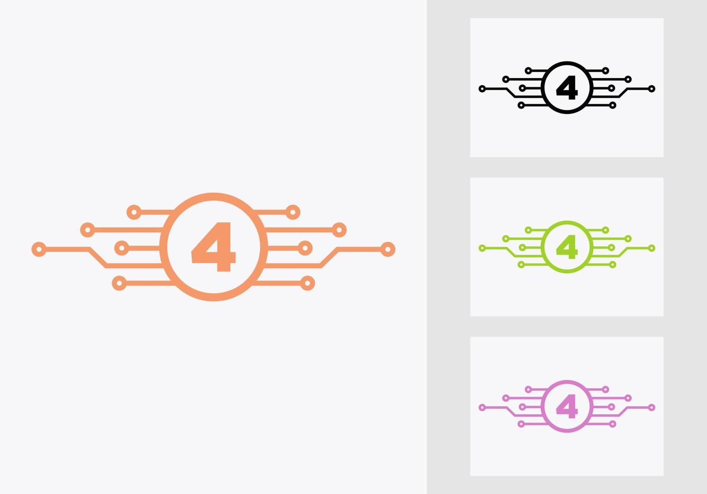 Buchstabe 4 Technologie-Logo-Design-Vorlage. Netzwerk-Logo-Design vektor