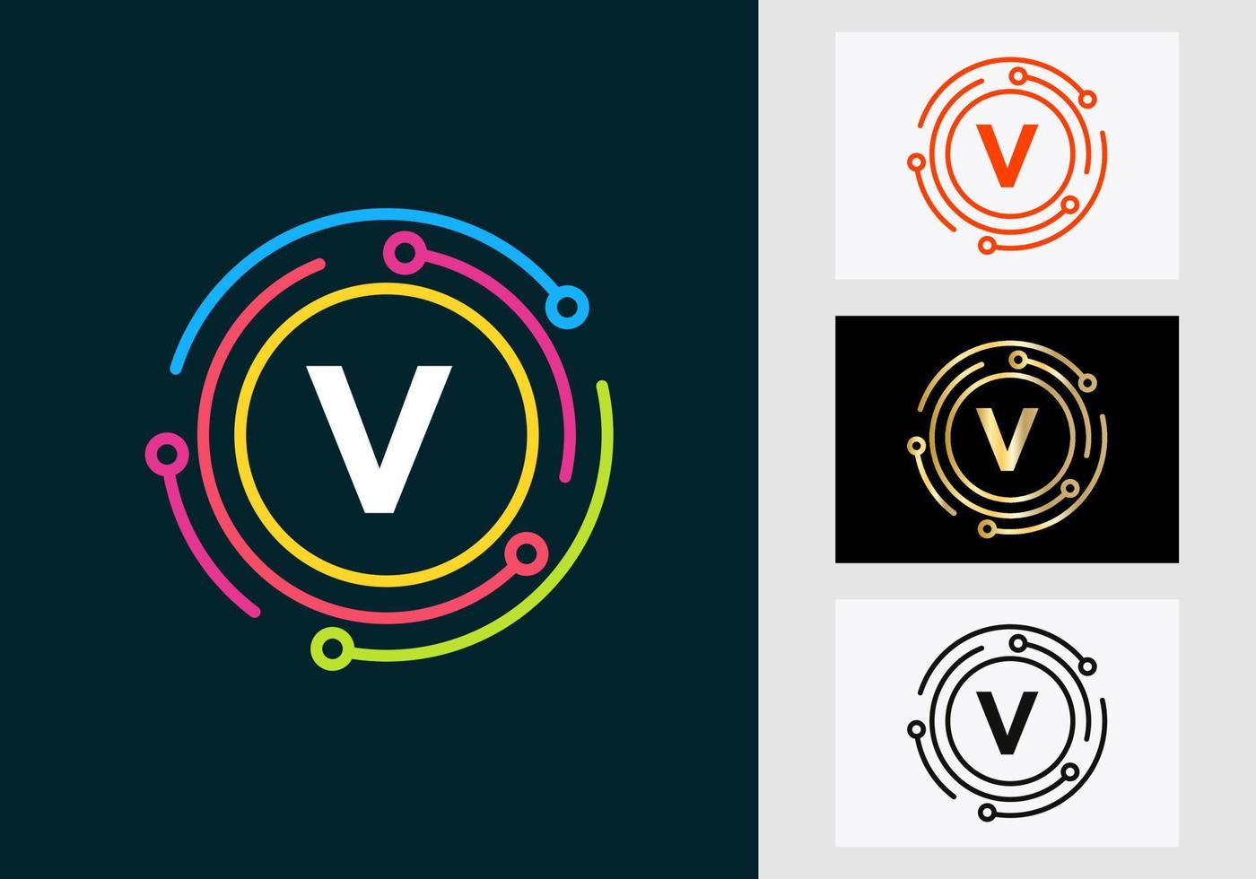 brev v teknologi logotyp design. nätverk logotyp symbol vektor