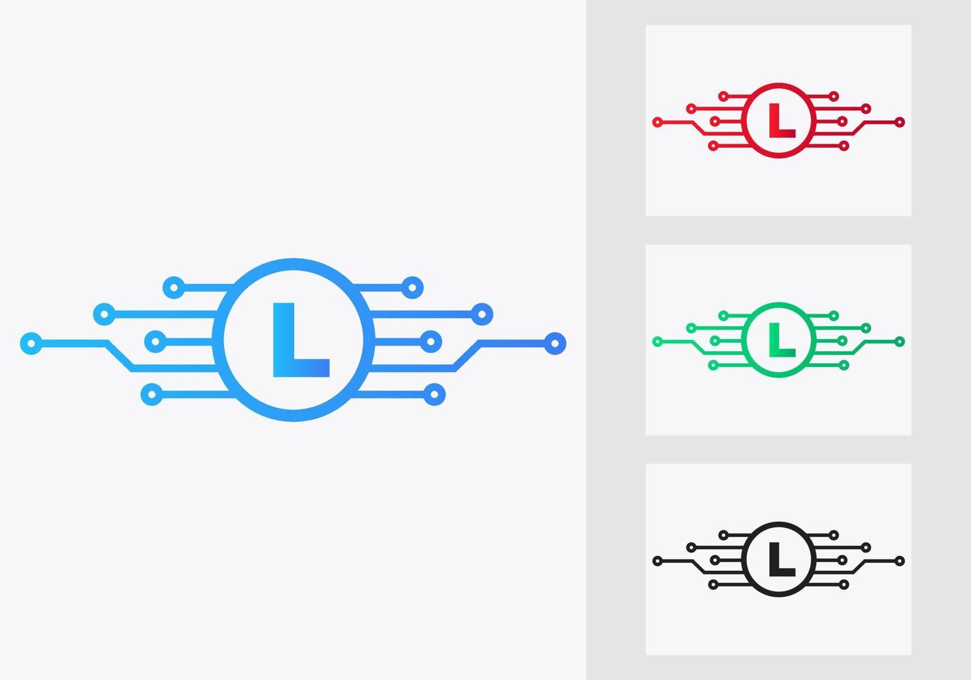 brev l teknologi logotyp design mall. nätverk logotyp design vektor