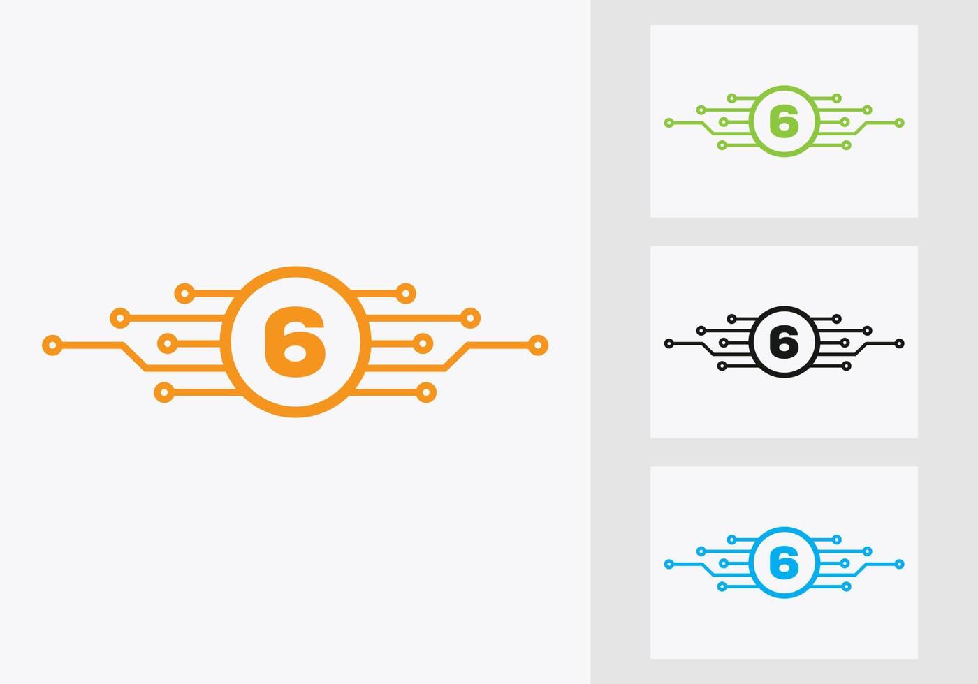 Buchstabe 6 Technologie-Logo-Design-Vorlage. Netzwerk-Logo-Design vektor