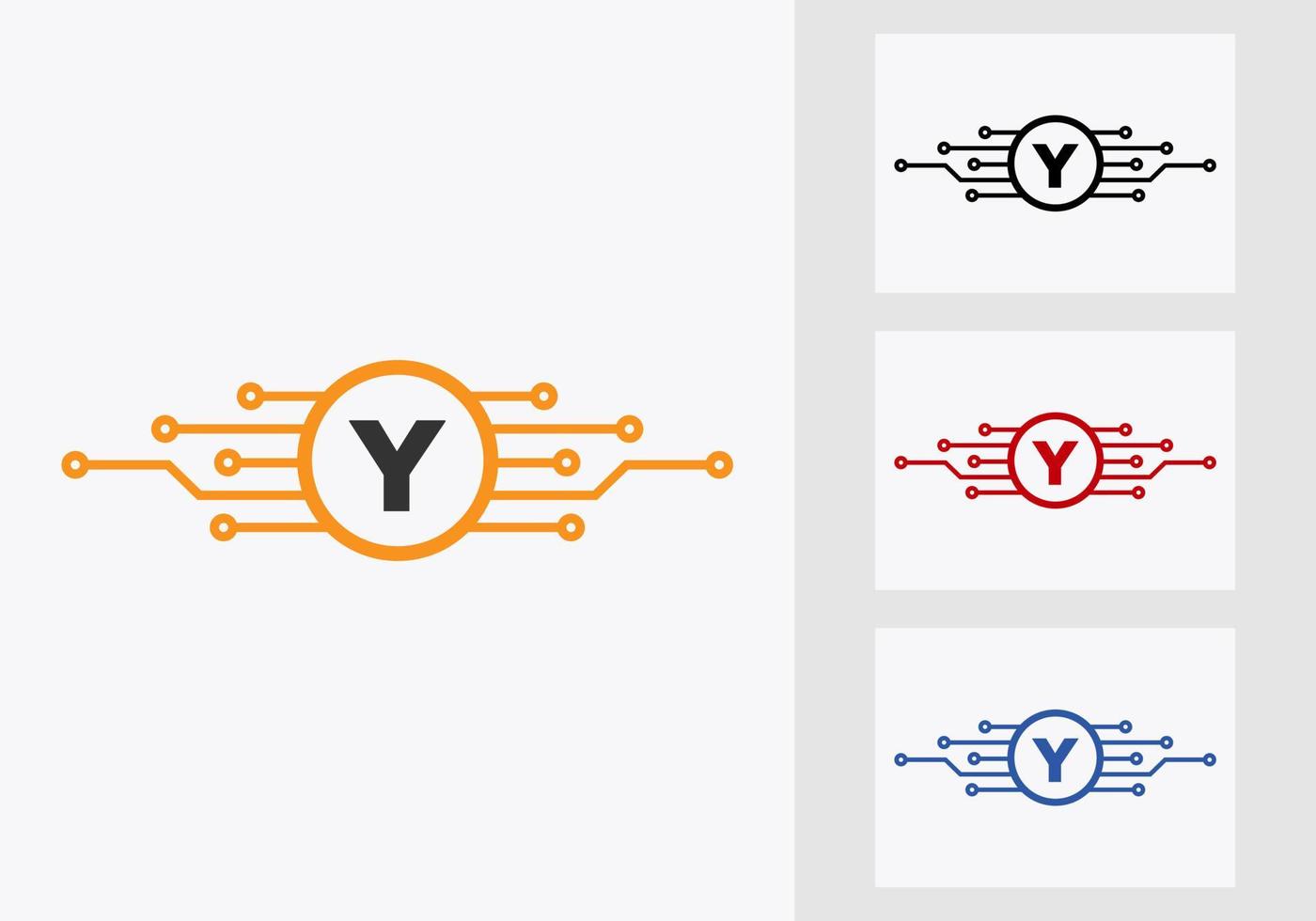 brev y teknologi logotyp design mall. nätverk logotyp design vektor