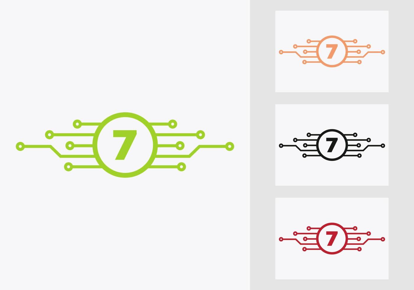 Buchstabe 7 Technologie-Logo-Design-Vorlage. Netzwerk-Logo-Design vektor