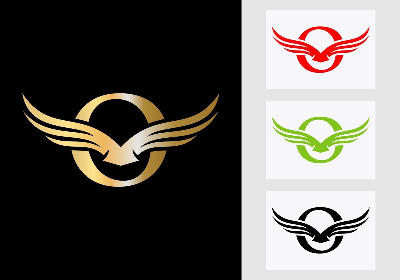 o brev vinge logotyp design. första flygande vinge symbol vektor