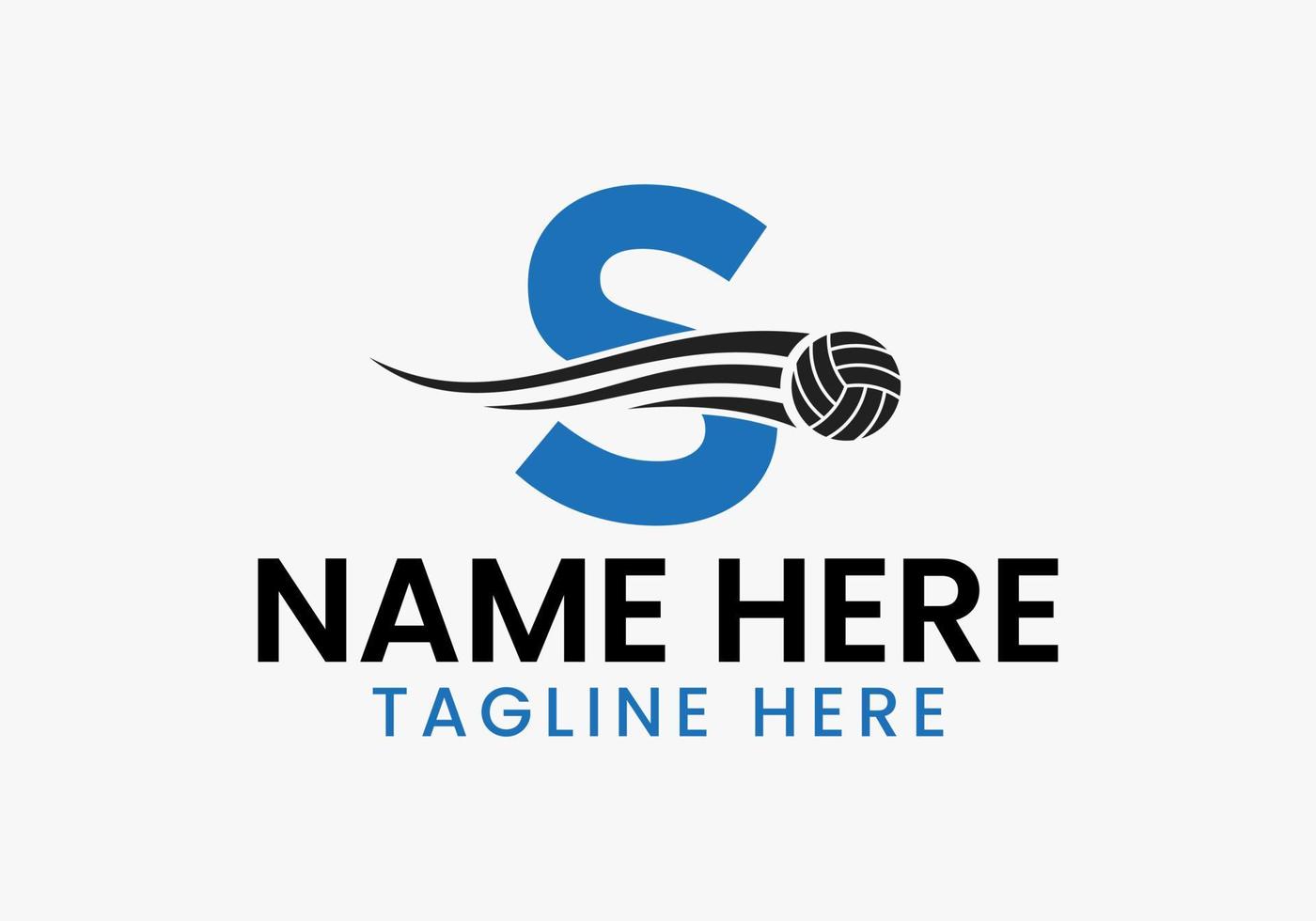 brev s volleyboll logotyp begrepp med rör på sig volley boll ikon. volleyboll sporter logotyp vektor