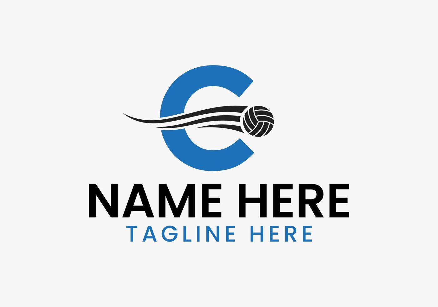 brev c volleyboll logotyp begrepp med rör på sig volley boll ikon. volleyboll sporter logotyp vektor