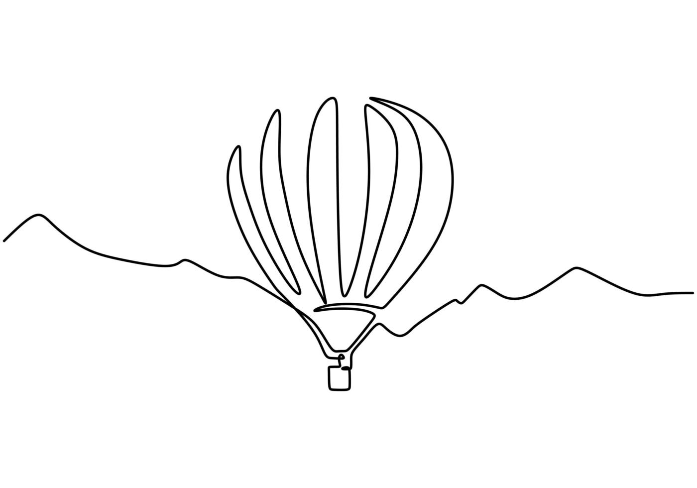 vektor illustration aerostat. kontinuerlig en linje stil luftballong illustration, minimalism kreativa resor koncept