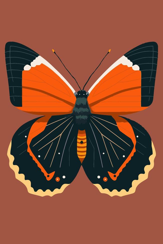 Schmetterling. Vektor-Illustration eines Schmetterlings auf braunem Hintergrund. vektor