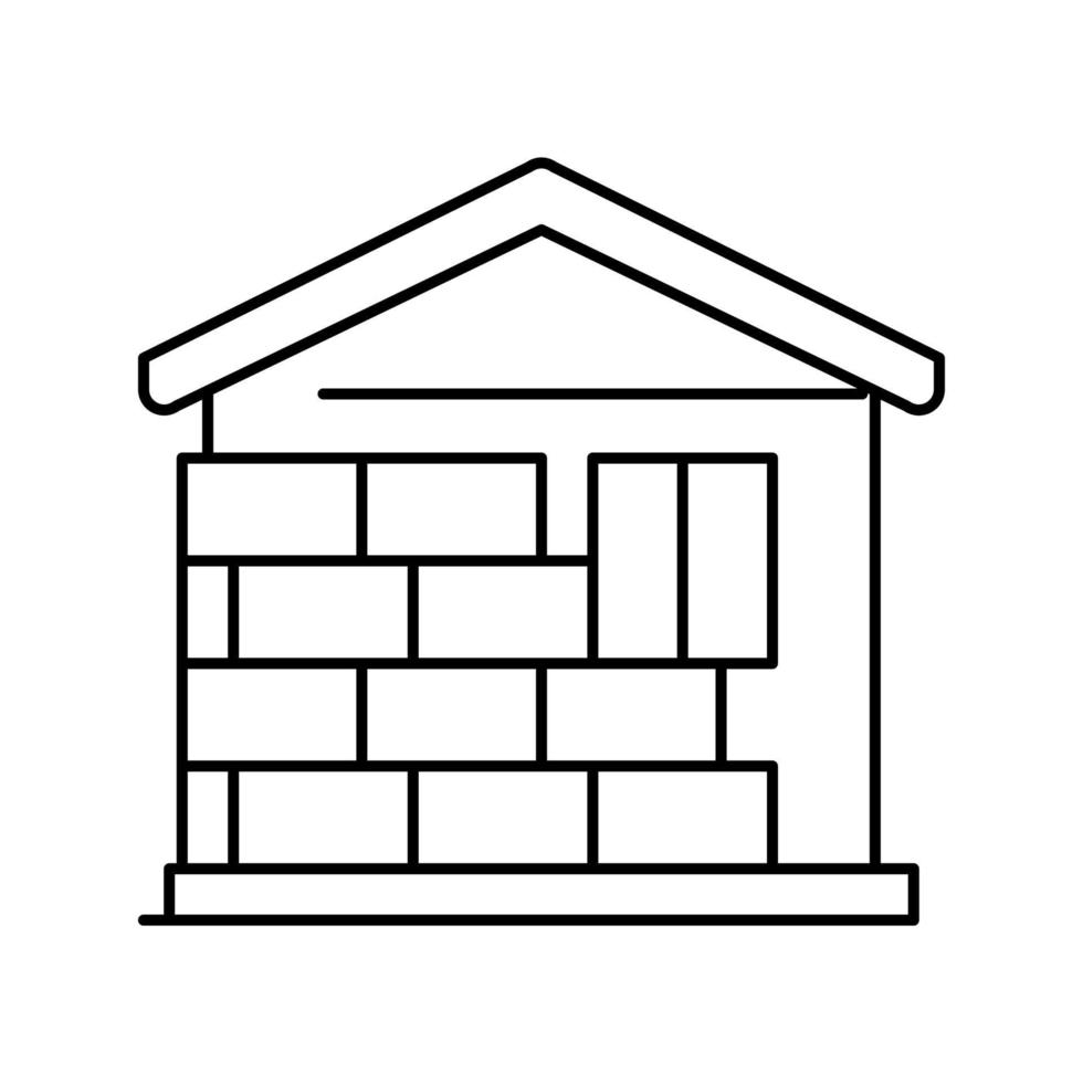 Wanddämmung außerhalb der Mineralwolle Symbol Leitung Vektor Illustration