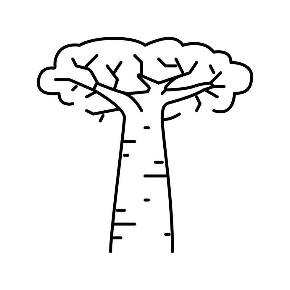 Affenbrotbaum Afrika Baumlinie Symbol Vektor Illustration