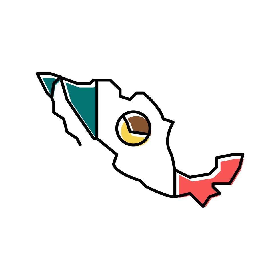 Mexiko Landkarte Flagge Farbe Symbol Vektor Illustration