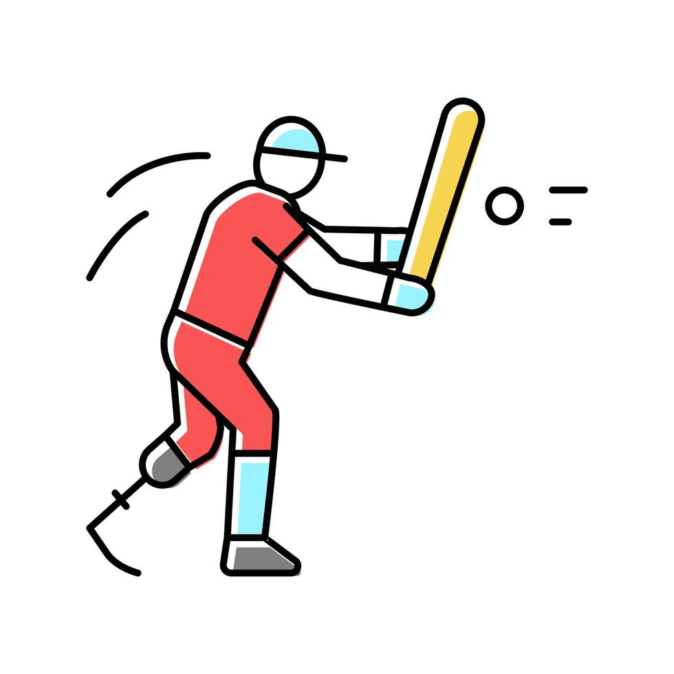 Baseball behinderter Athlet Farbe Symbol Vektor Illustration