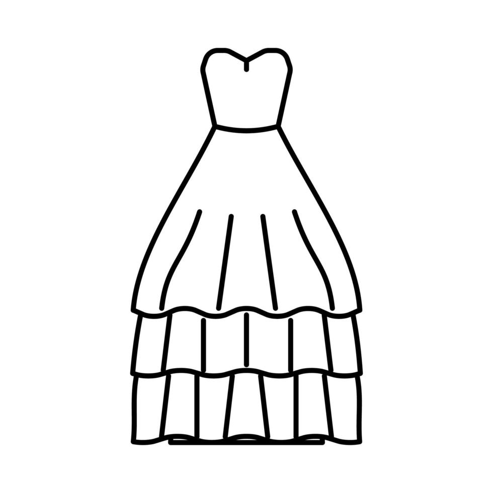 ballkleid hochzeitskleid linie symbol vektor illustration