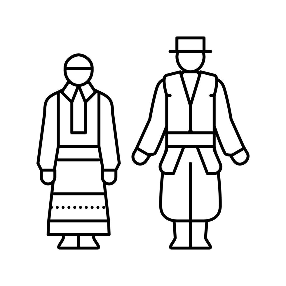 Polnische nationale Kleidung Linie Symbol Vektor Illustration