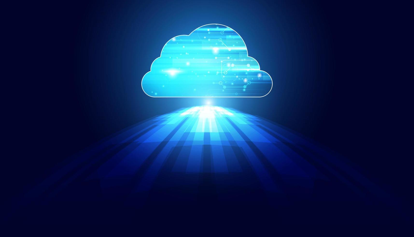 abstrakte cloud-technologie mit großer daten- und informationskonzeptverbindung durch das sammeln von daten in der cloud mit großen datenspeichersystemen auf hi-tech-hintergrund. vektor
