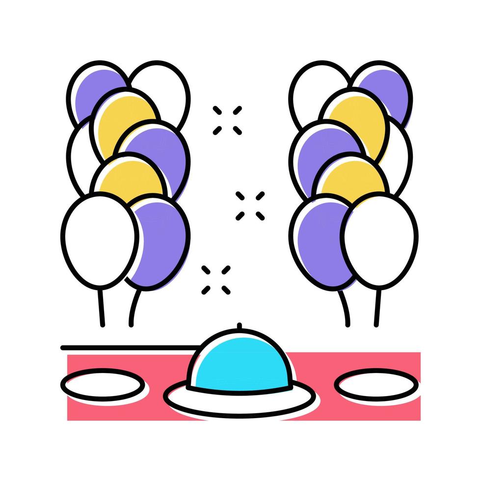 Dinner Party Ballon Dekoration Farbsymbol Vektor Illustration