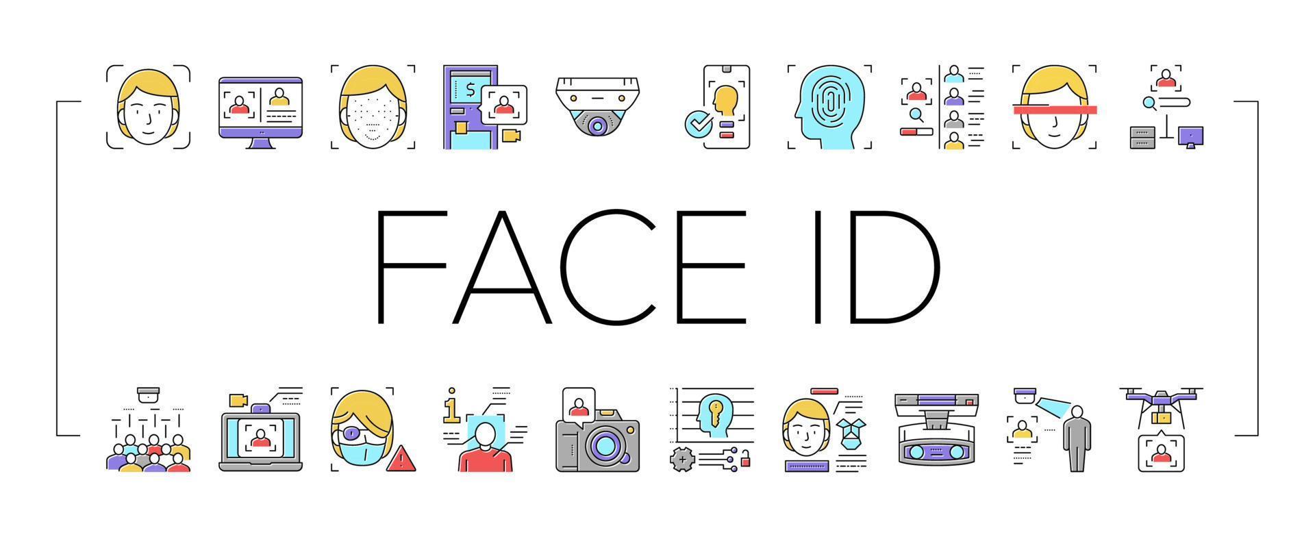 ansikte id teknik samling ikoner som vektor