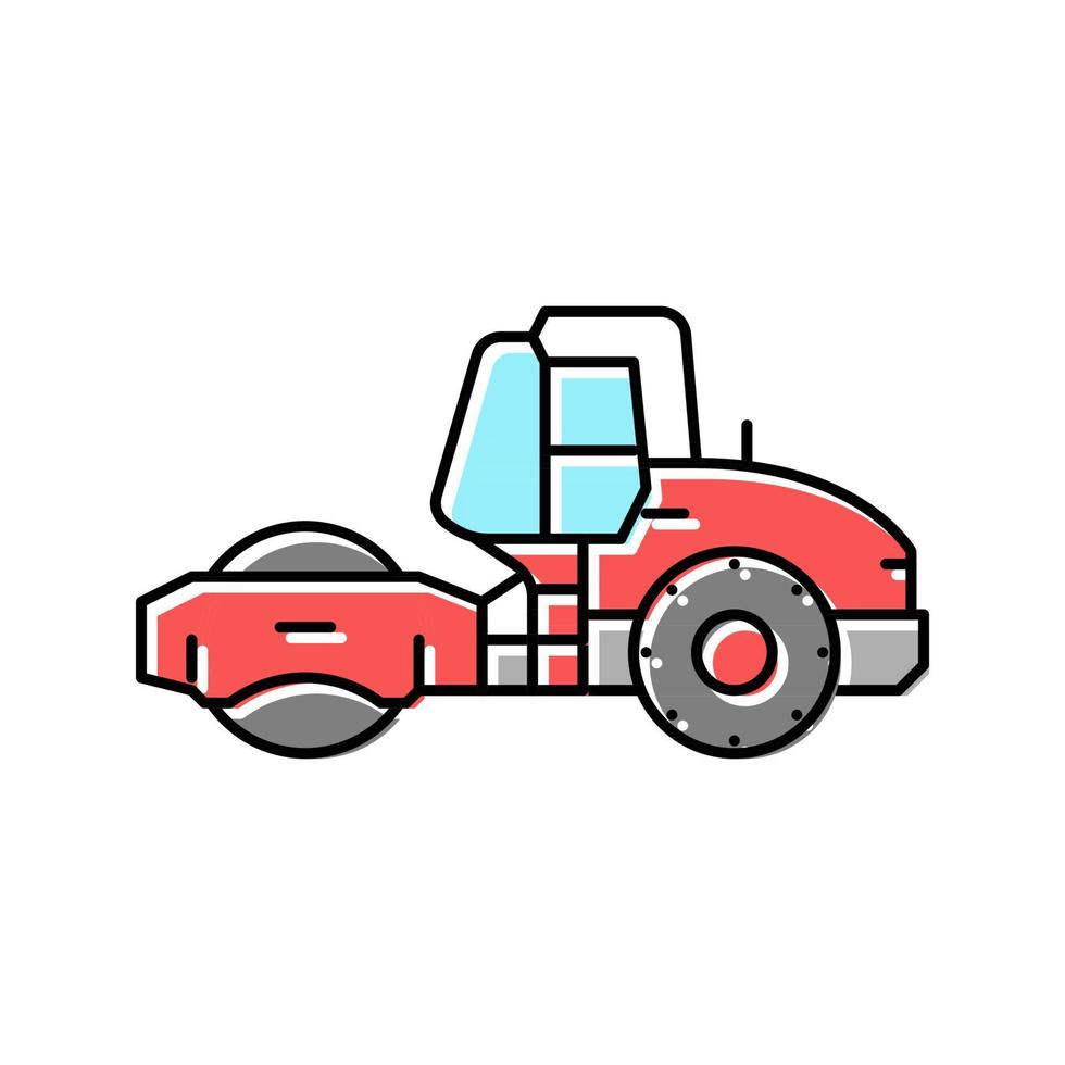 Dampfwalze Bauwagen Fahrzeug Farbe Symbol Vektor Illustration