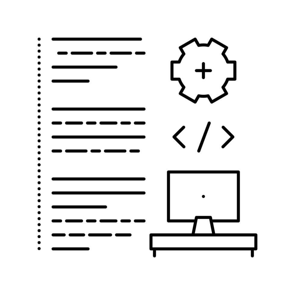 mjukvaruutveckling linje ikon vektor illustration