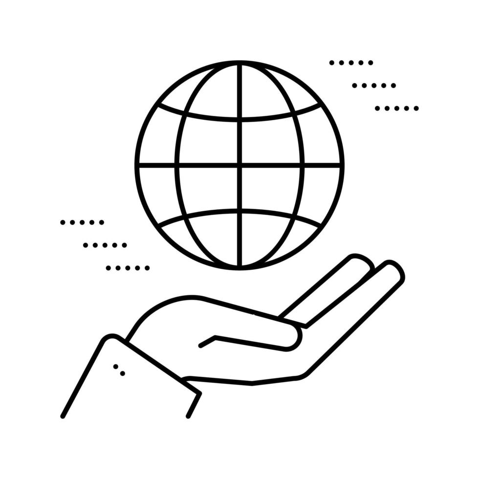 Hand, die Erdkugellinie Symbol-Vektor-Illustration hält vektor