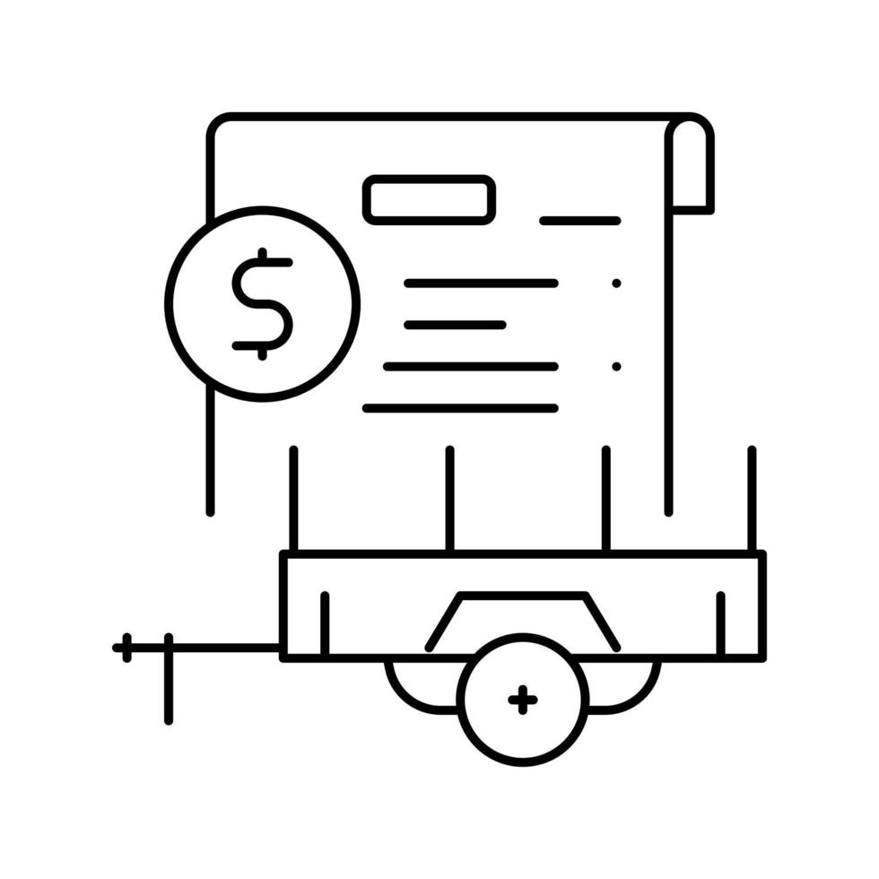 hyra trailer avtal linje ikon vektor illustration