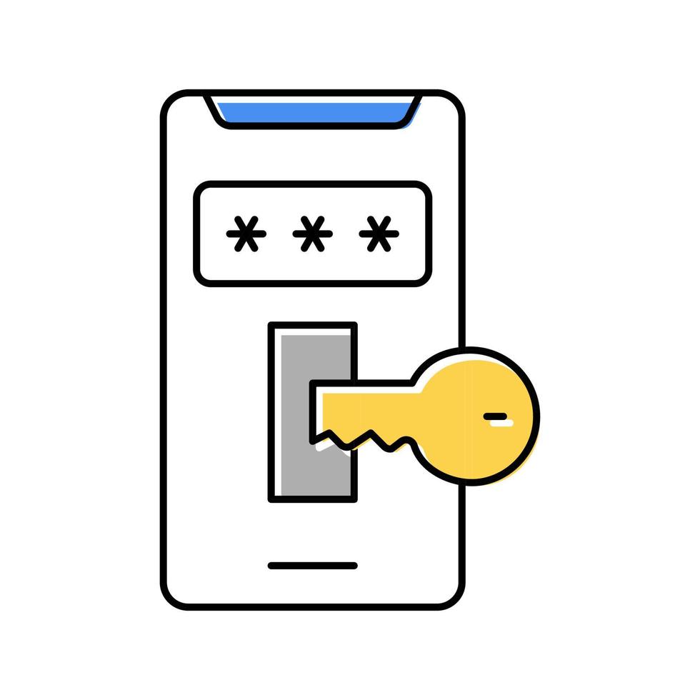 telefon nyckel Lösenord Färg ikon vektor illustration