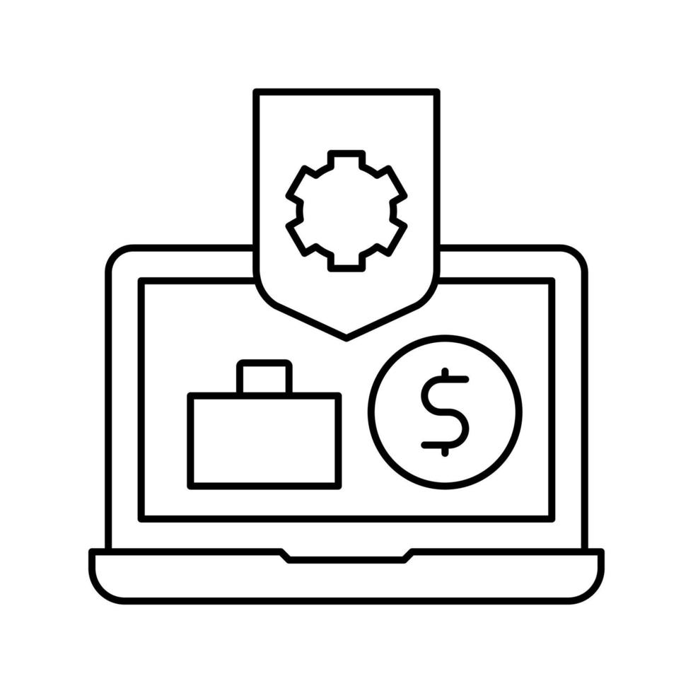 Business-Laptop schützen Prozesslinie Symbol Vektor Illustration