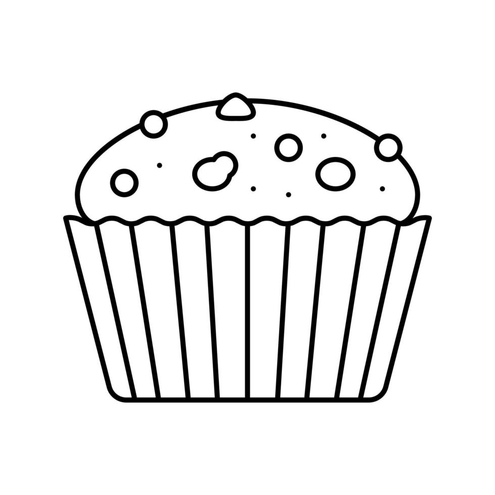 muffin kaka mat efterrätt linje ikon vektor illustration