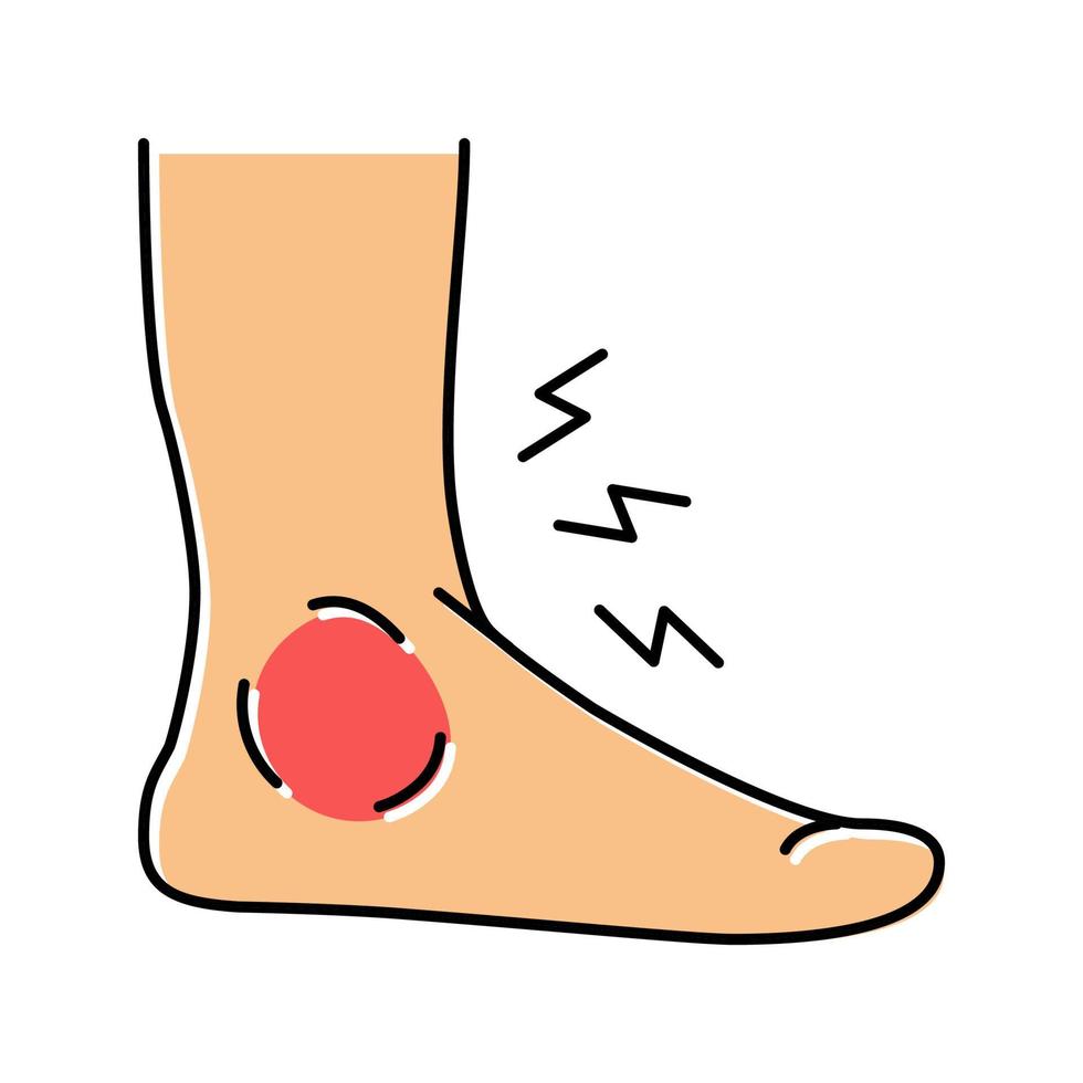 Fuß Gicht Schmerzen Symptom Farbe Symbol Vektor Illustration