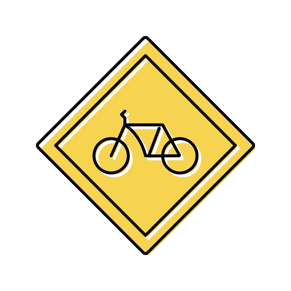 Fahrrad-Straßenschild Farbe Symbol Vektor Illustration