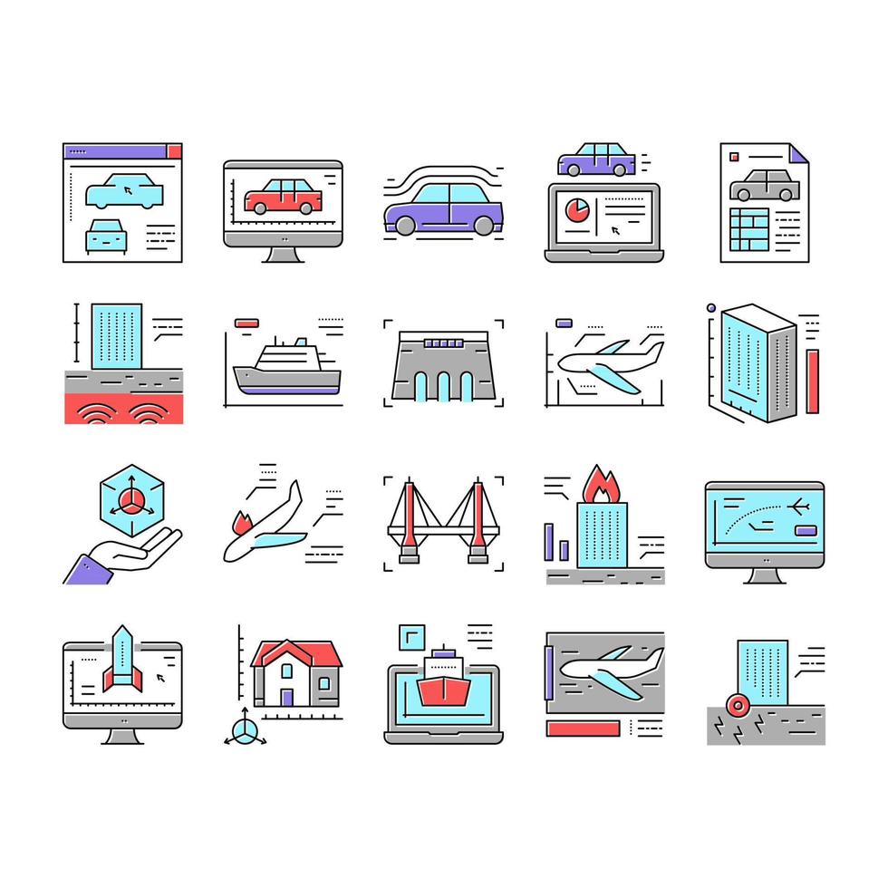 modellering engineering samling ikoner som vektor tecken