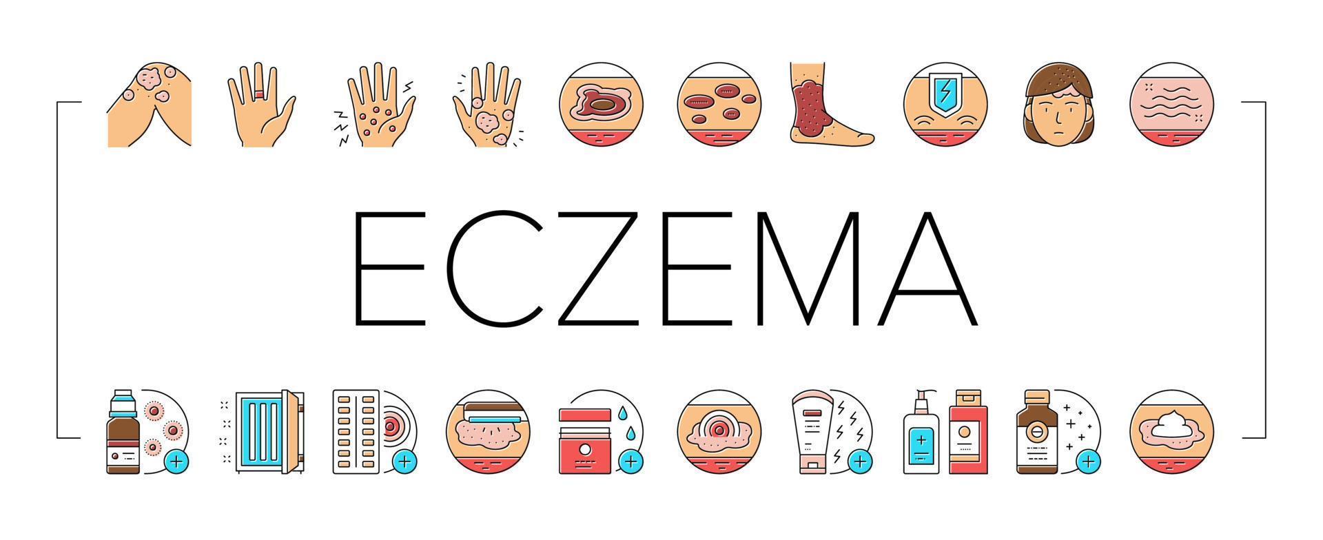 Ekzem-Krankheit behandeln Sammlung Icons Set Vektor