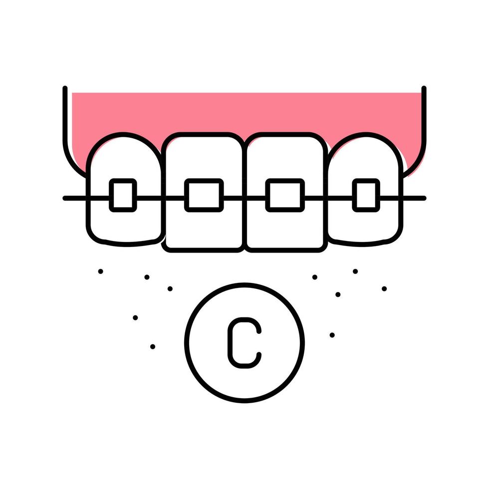 Keramikmaterial Zahnspangen Farbe Symbol Vektor Illustration