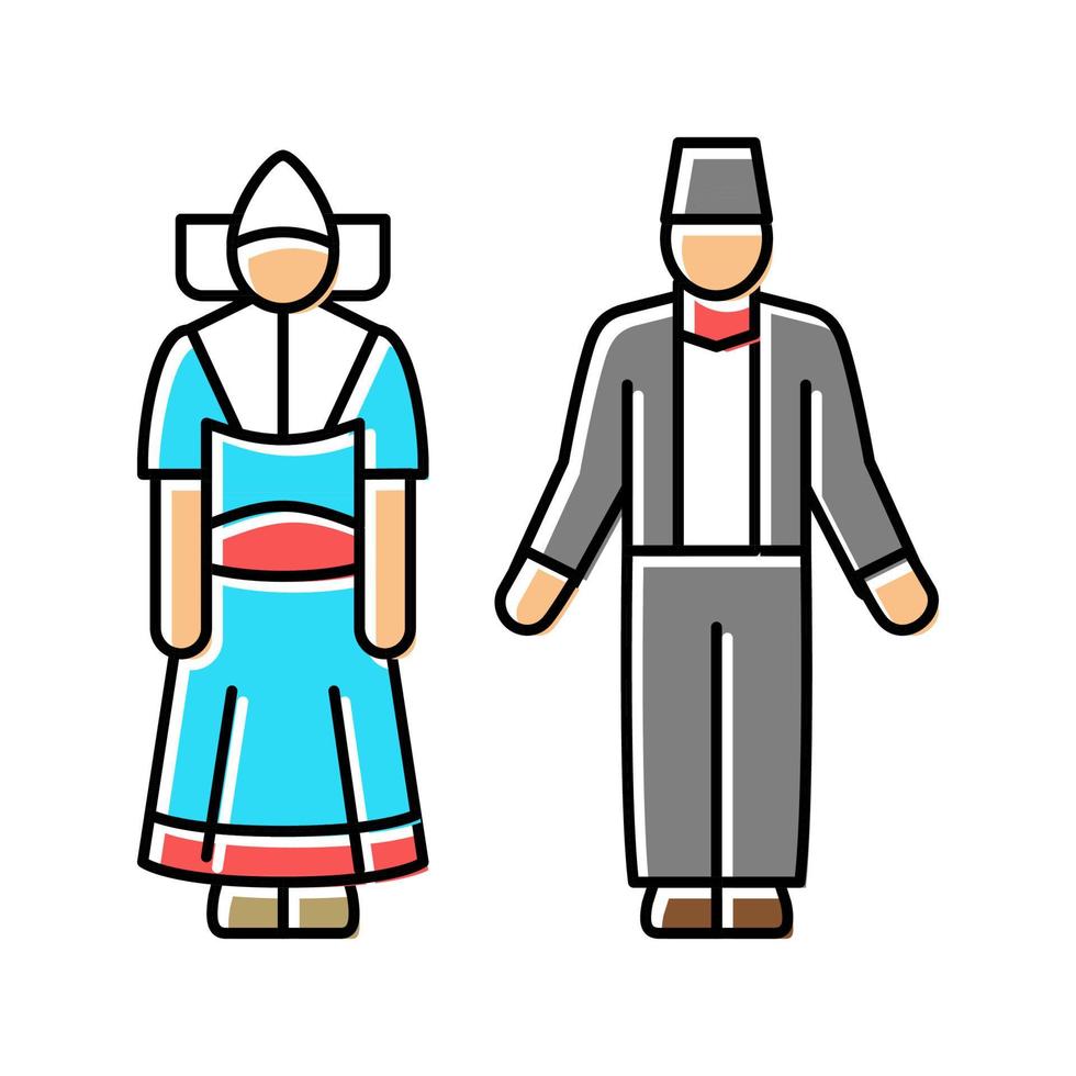 holländische nationale Kleidung Farbe Symbol Vektor Illustration