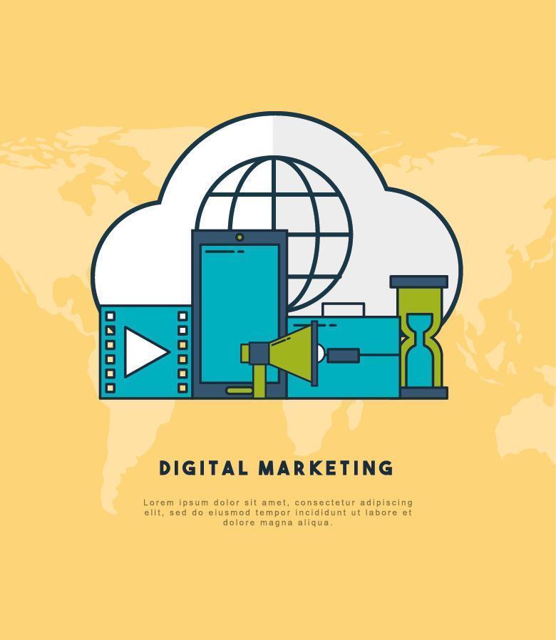 digitale Marketing-Technologie mit Smartphone-Banner-Vorlage vektor