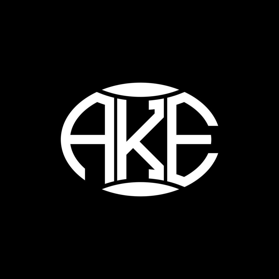 ake abstrakt monogram cirkel logotyp design på svart bakgrund. ake unik kreativ initialer brev logotyp. vektor