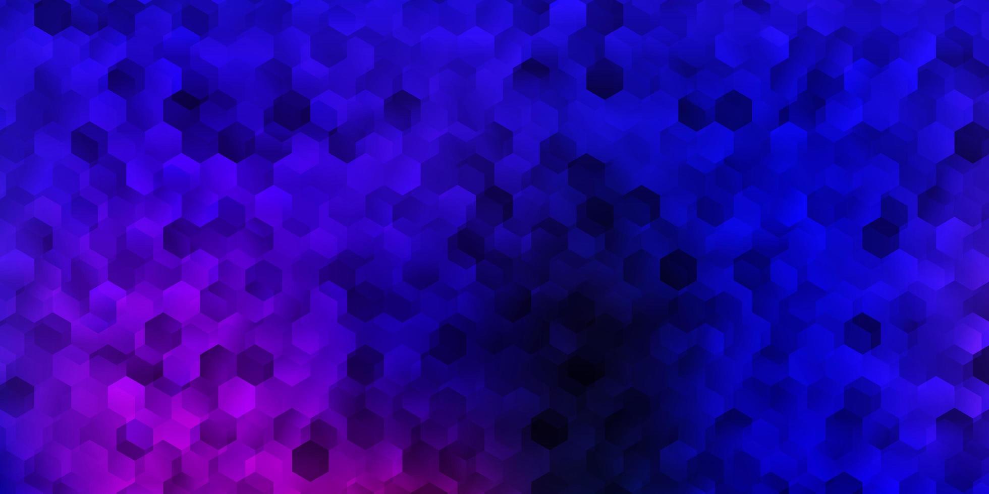 mörkrosa, blått vektormönster med hexagoner. vektor