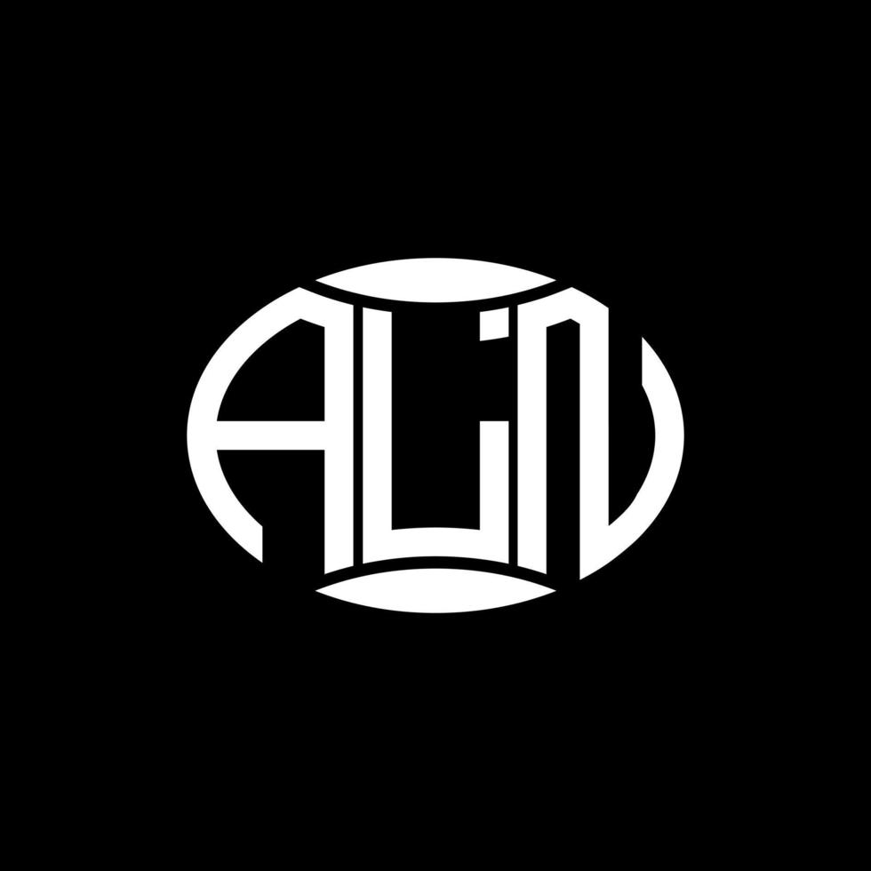 aln abstraktes Monogramm-Kreis-Logo-Design auf schwarzem Hintergrund. aln einzigartiges kreatives Initialen-Buchstabenlogo. vektor