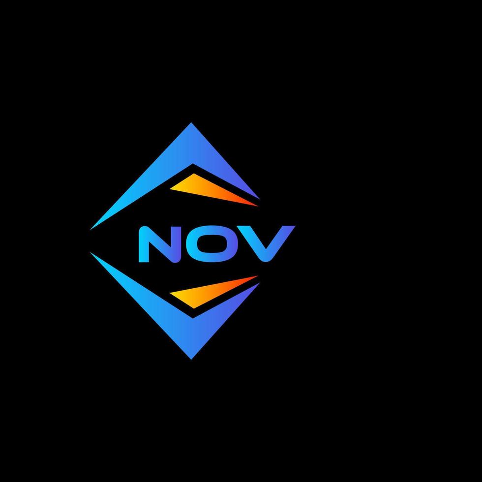 Nov abstraktes Technologie-Logo-Design auf schwarzem Hintergrund. Nov kreative Initialen schreiben Logo-Konzept. vektor