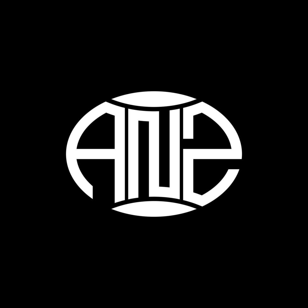anz abstrakt monogram cirkel logotyp design på svart bakgrund. anz unik kreativ initialer brev logotyp. vektor